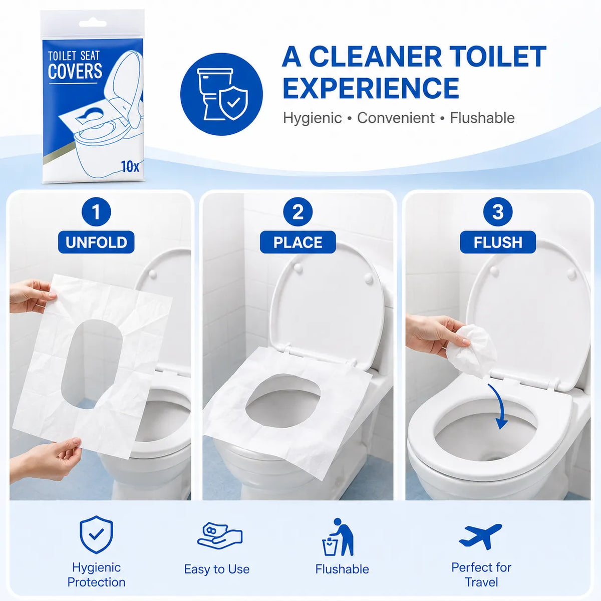 Flushable Toilet Seat Cover (10 Pieces)