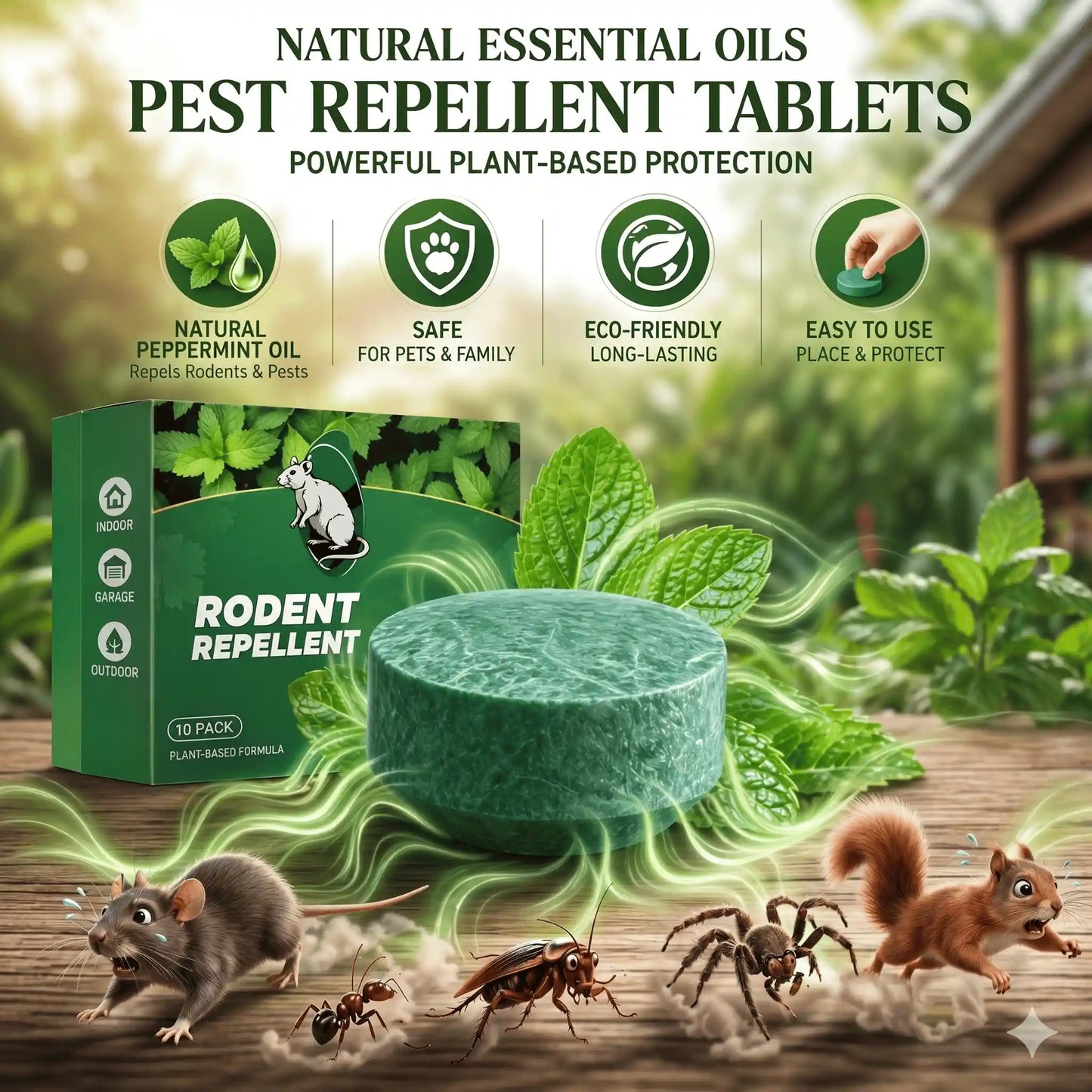 🔥FREE DELIVERY TODAY 🟢 Natural Peppermint Rodent Repellent Tablets